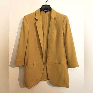 Express mustard yellow rolled sleeve boyfriend blazer. Size S.